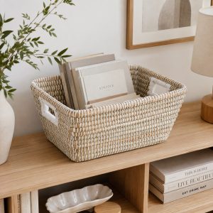 Handmade Seagrass Storage Basket – Woven Basket with Handles