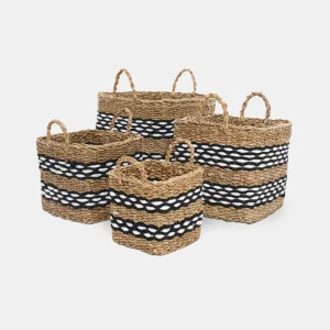 Econesteu JSSB-73 four-piece jute seagrass storage basket collection for home organization.