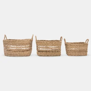 Econesteu SSH-71 square seagrass storage basket with integrated handles for home organisation.