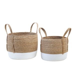 Coastal Inspired Dual tone Seagrass Wicker Baskets
