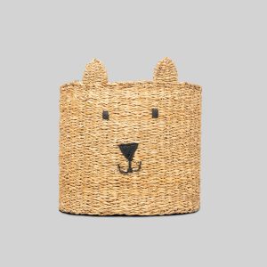 Handwoven Seagrass Cat Storage Basket -lifestyle3