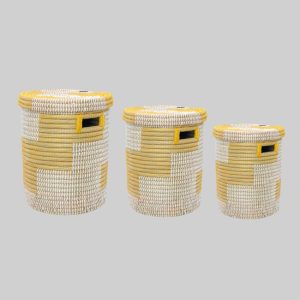 Natural Straw Laundry Basket with Flat Lid