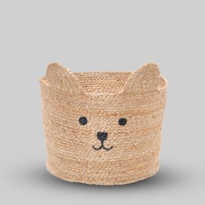Teddy Bear Jute Storage Basket – Natural Beige-info