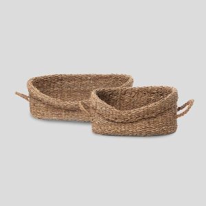 Handwoven Seagrass Pet Bed with Cushion