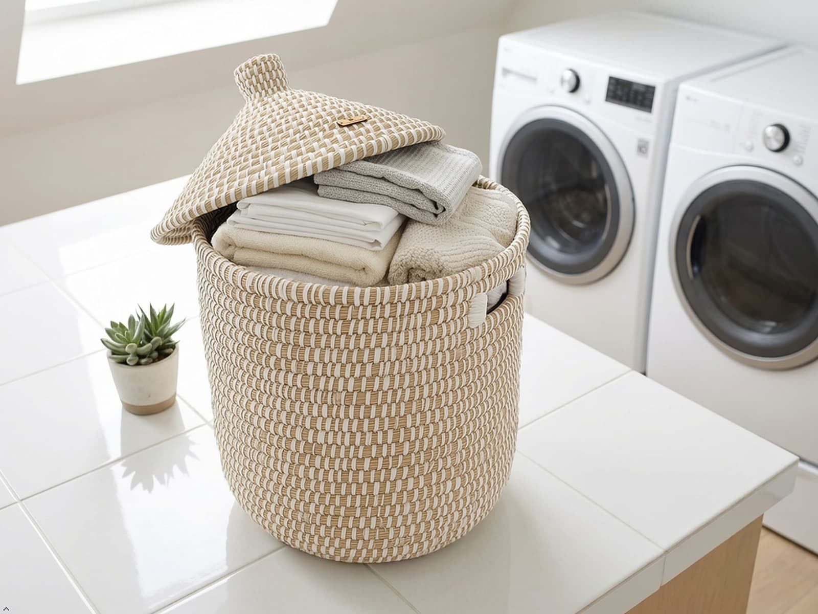 Handcrafted woven laundry baskets 
