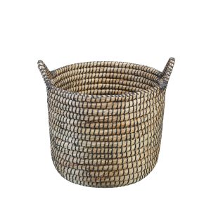 Handwoven Seagrass Storage Basket - Black