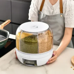 EcoNestEU 6 compartment rotating grain storage container with one touch dispenser