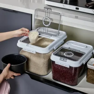 EcoNestEU rice dispenser container with airtight lid and date dial for food storage