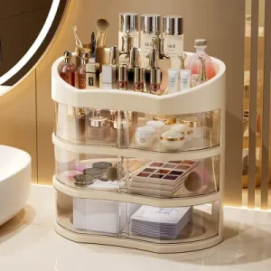 EcoNestEU makeup organizer with rotating beauty storage compartments