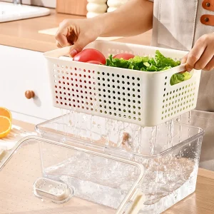 EcoNestEU food storage box with removable drainage basket insert