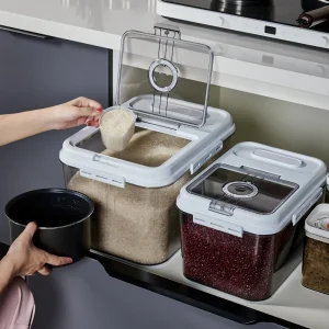 EcoNestEU rice dispenser container with magnetic opening lid design