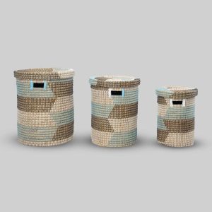 Handcrafted Natural Straw Laundry Basket with Flat Lid-Measurement