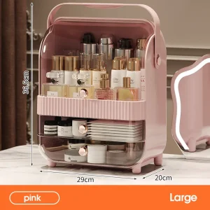 EcoNestEU pink large makeup storage box dimensions 29 x 20 x 36.5 cm